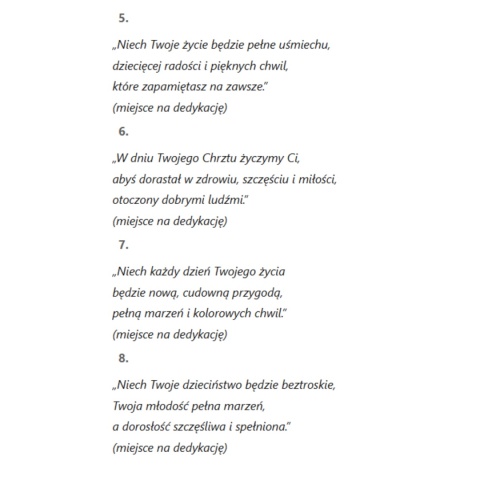 Przykładowe życzenia na chrzest do wyboru – wzory 5–8